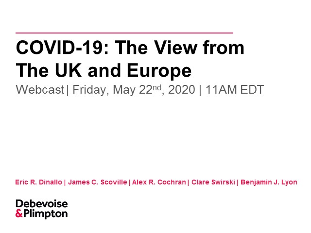 COVID-19: The View from the UK and Europe