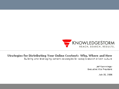 Strategies for Distributing Your Online Content: Why, Where and How