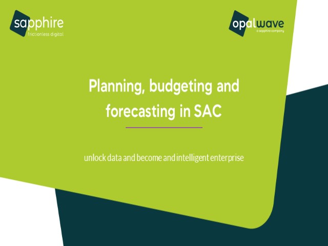 Planning budgeting and forecasting in SAC unlock data and become an intelligent enterprise UK