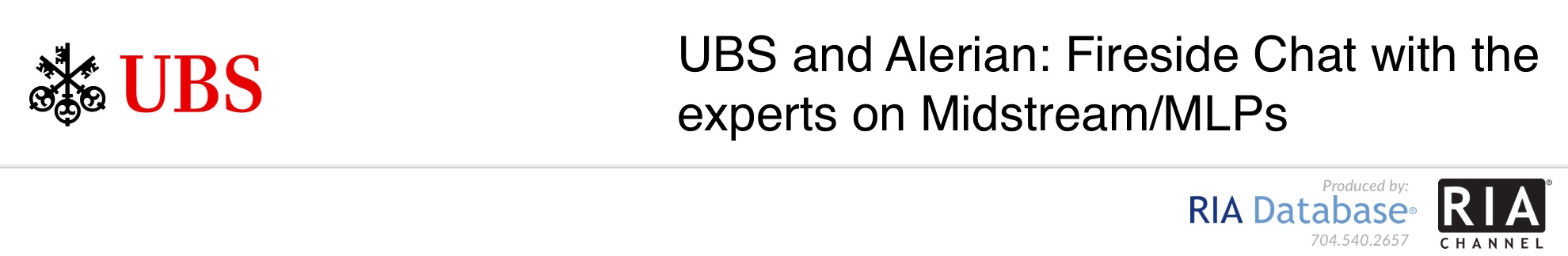 UBS and Alerian: Fireside Chat with the experts on Midstream/MLPs