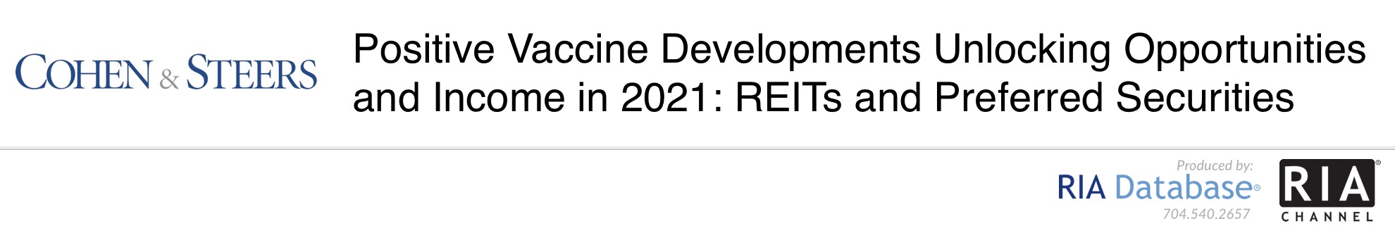 Positive Vaccine Developments Unlocking Opportunities and Income in 2021: REITs and Preferred Securities - Cohen & Steers
