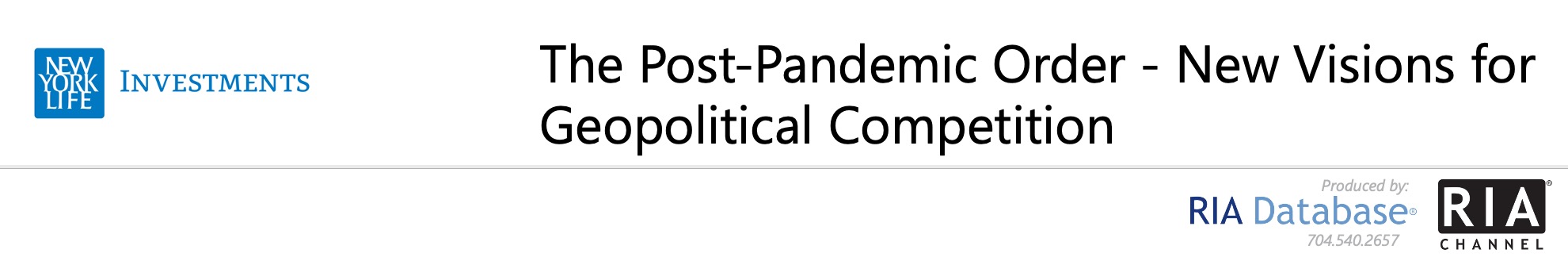 The Post-Pandemic Order - New Visions for Geopolitical Competition