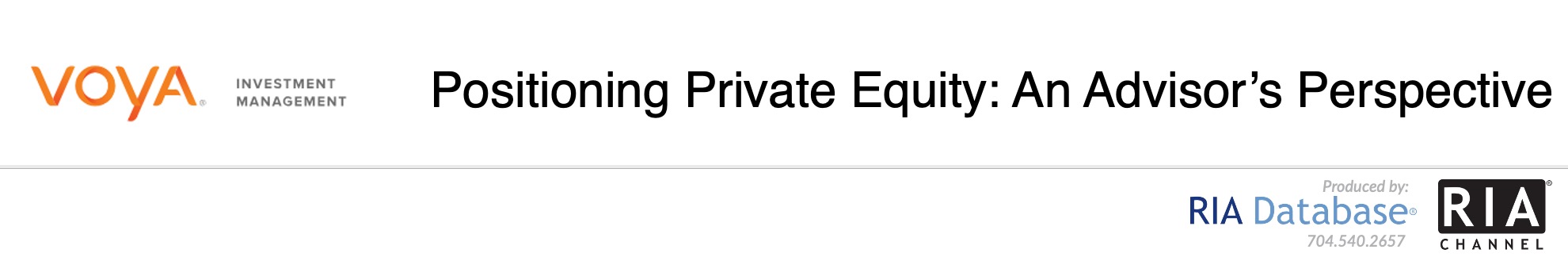 Positioning Private Equity: An Advisors Perspective