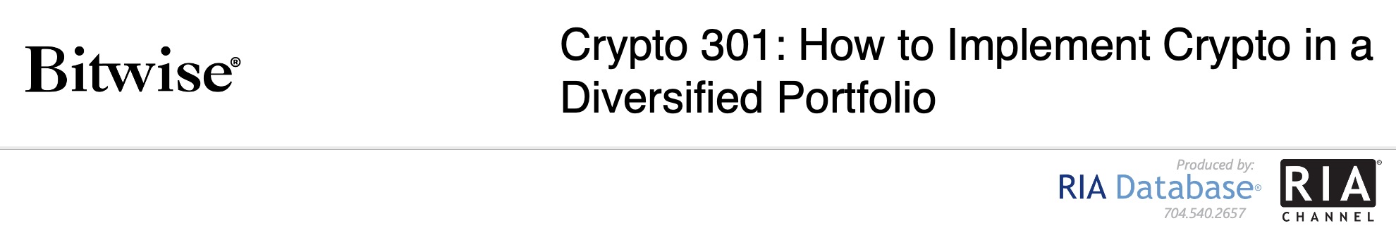 Crypto 301: How to Implement Crypto in a Diversified Portfolio