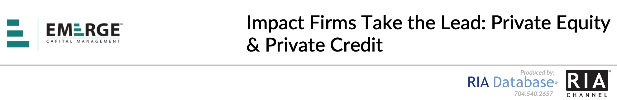 Impact Firms Take the Lead: Private Equity & Private Credit
