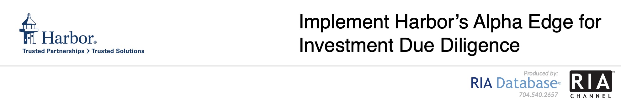 Implement Harbor’s Alpha Edge for Investment Due Diligence